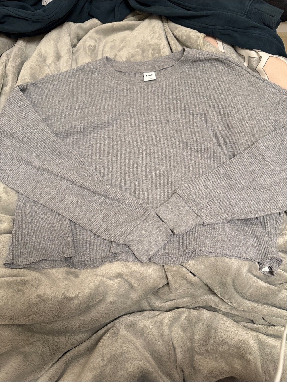 TNA Gray Lightweight Ribbed Long Sleeve